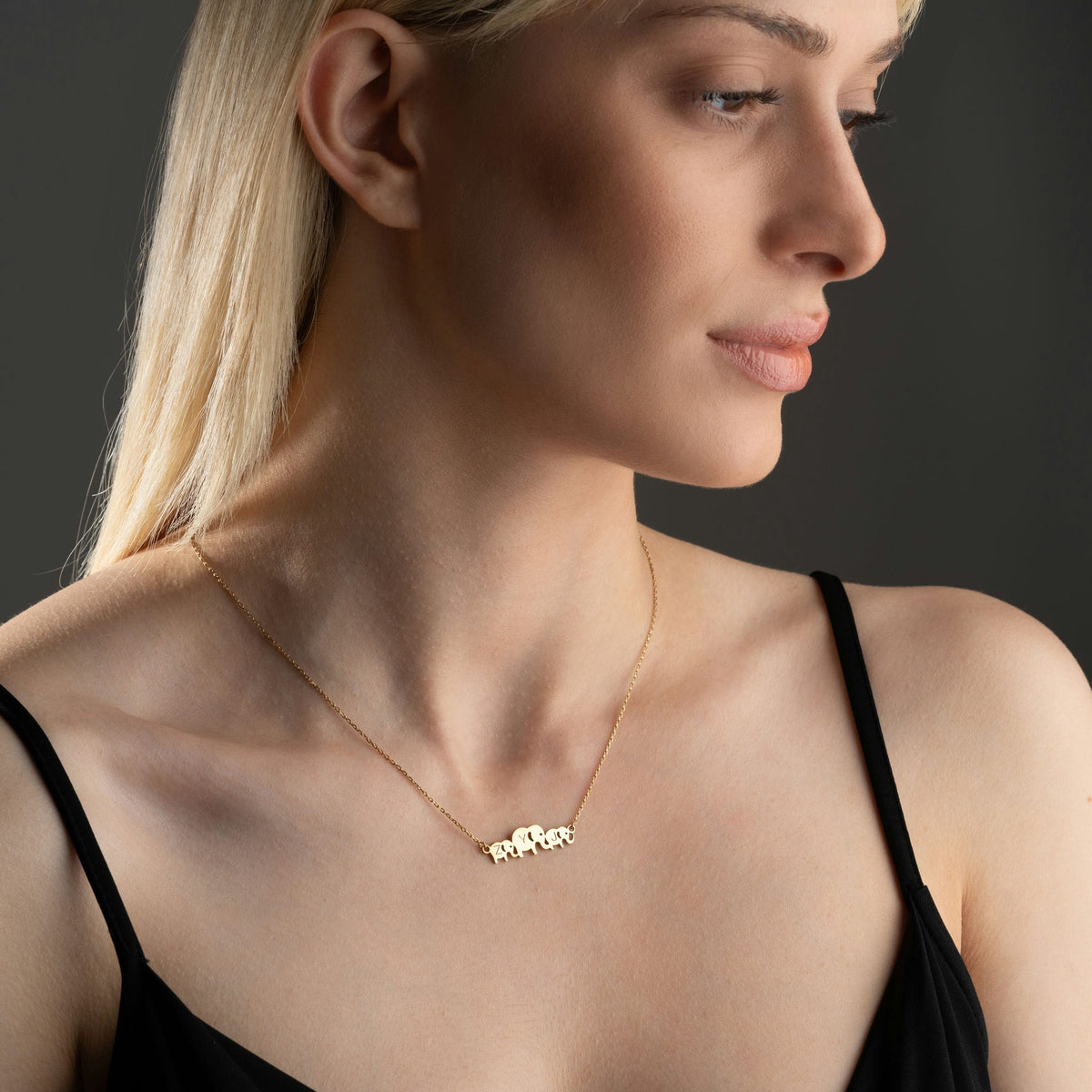 Elephant Necklace with Family initials