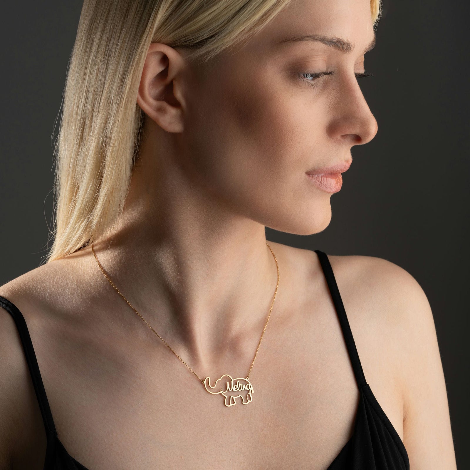 Elephant Necklace With Name