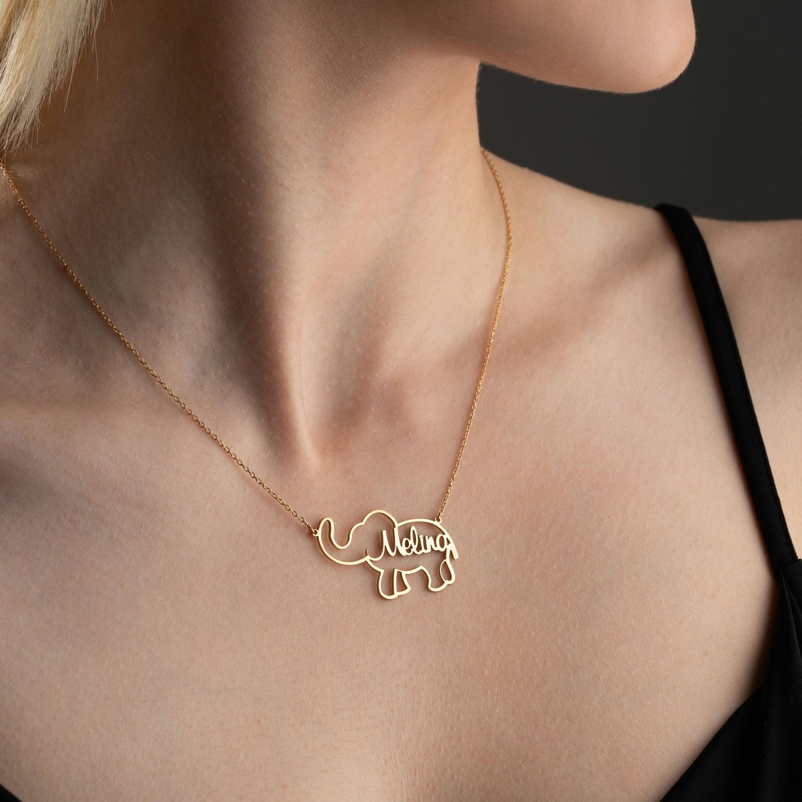 Elephant Necklace With Name