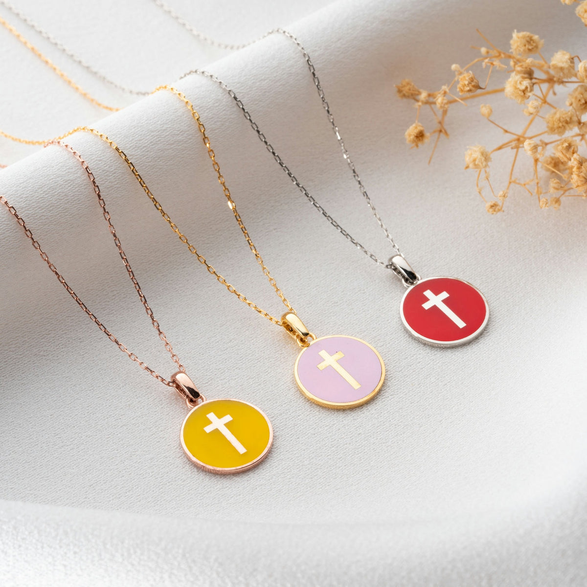 Sterling Silver Enamel Cross Necklace