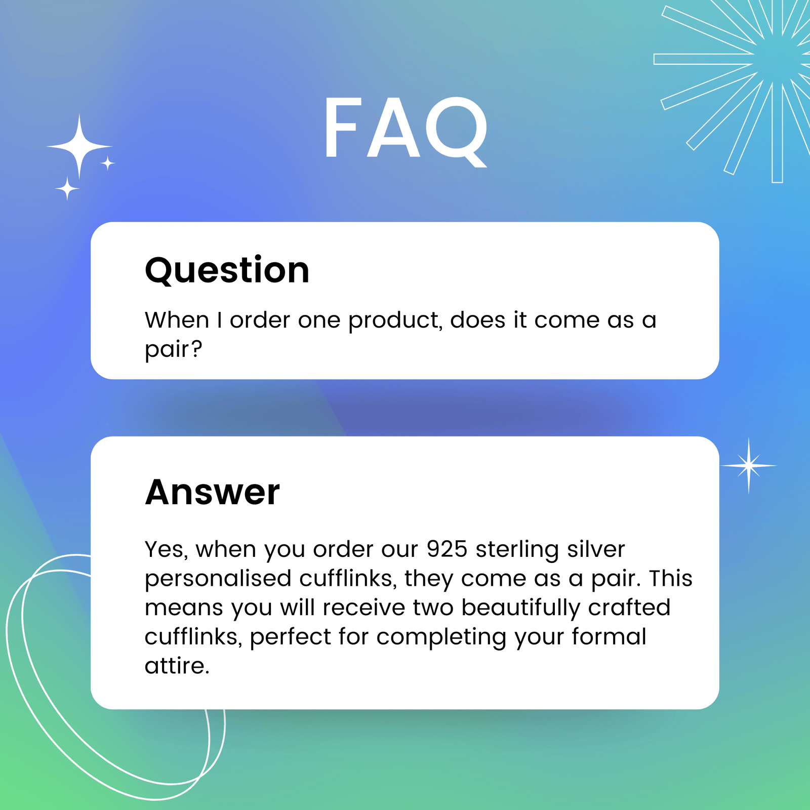 Silver Cursive Initial Cufflinks