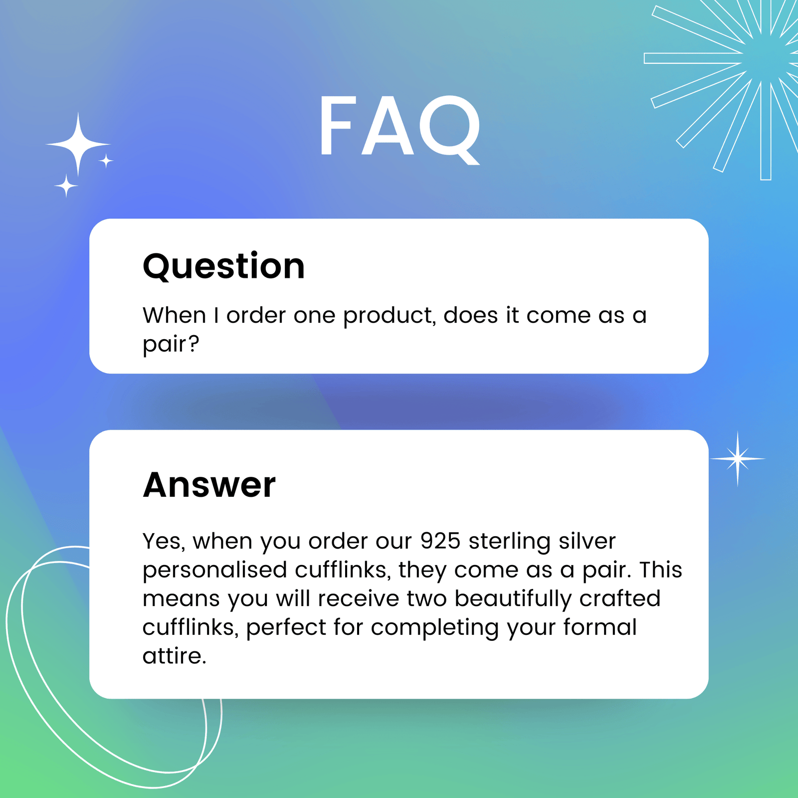 Sterling Silver Square Initial Cufflinks