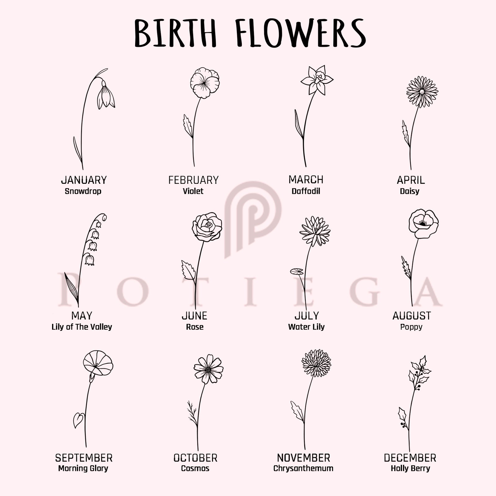 Birth Flower Bouquet Necklace