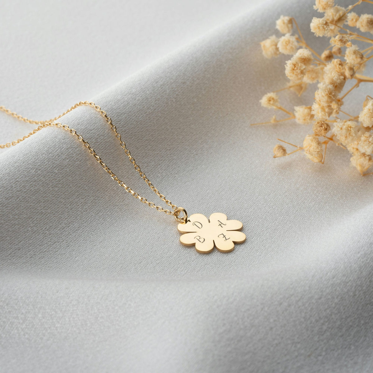 Four Leaf Clover Necklace With Initials