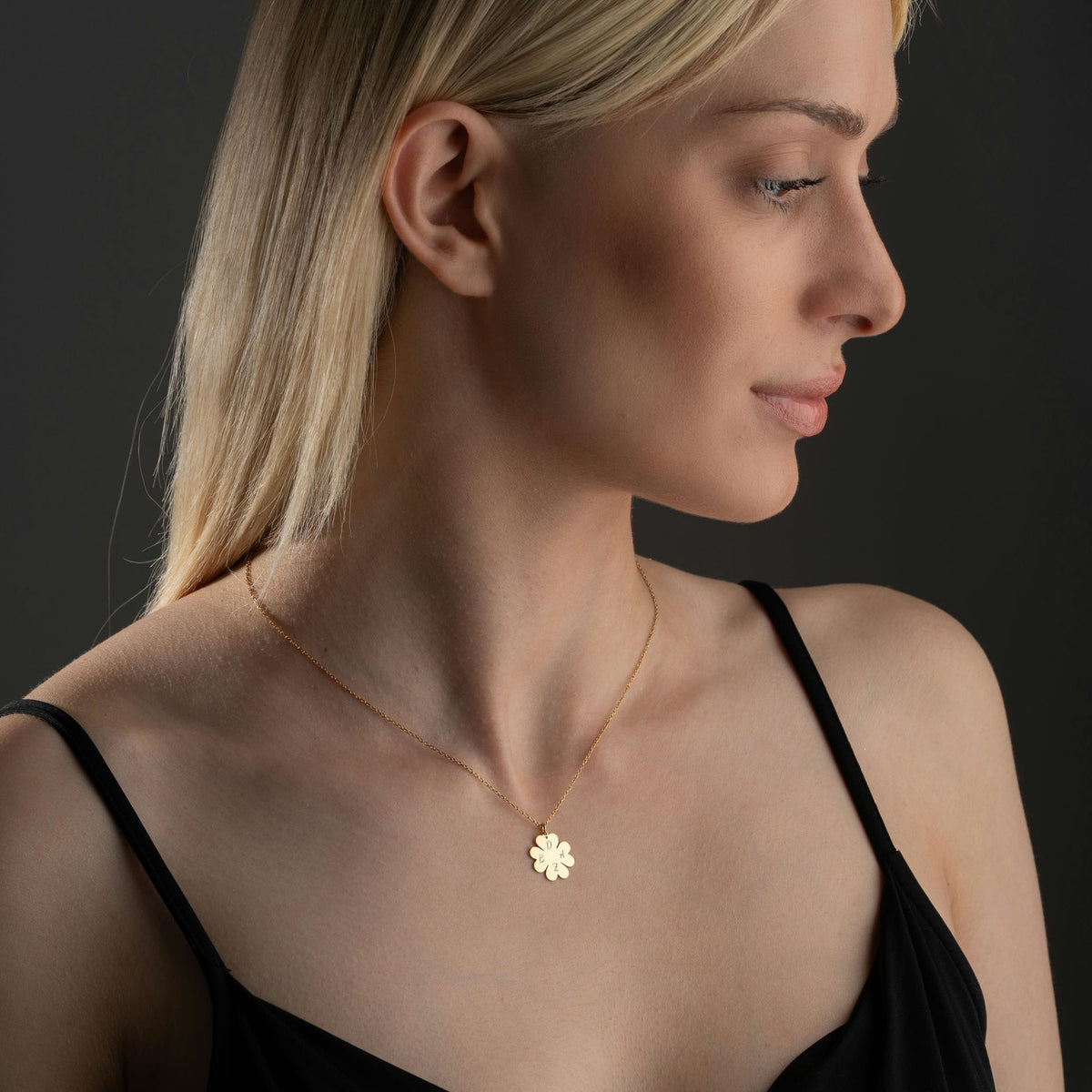 Four Leaf Clover Necklace With Initials