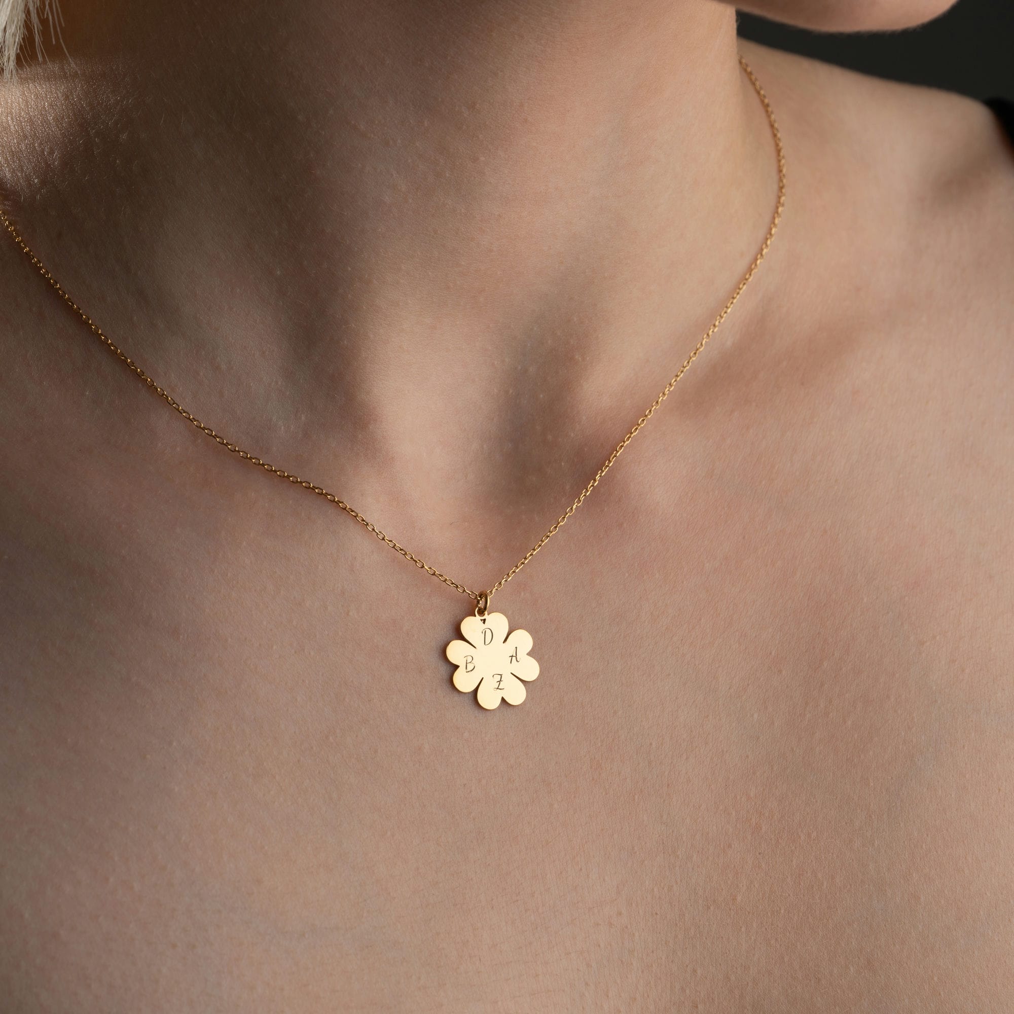 Four Leaf Clover Necklace With Initials