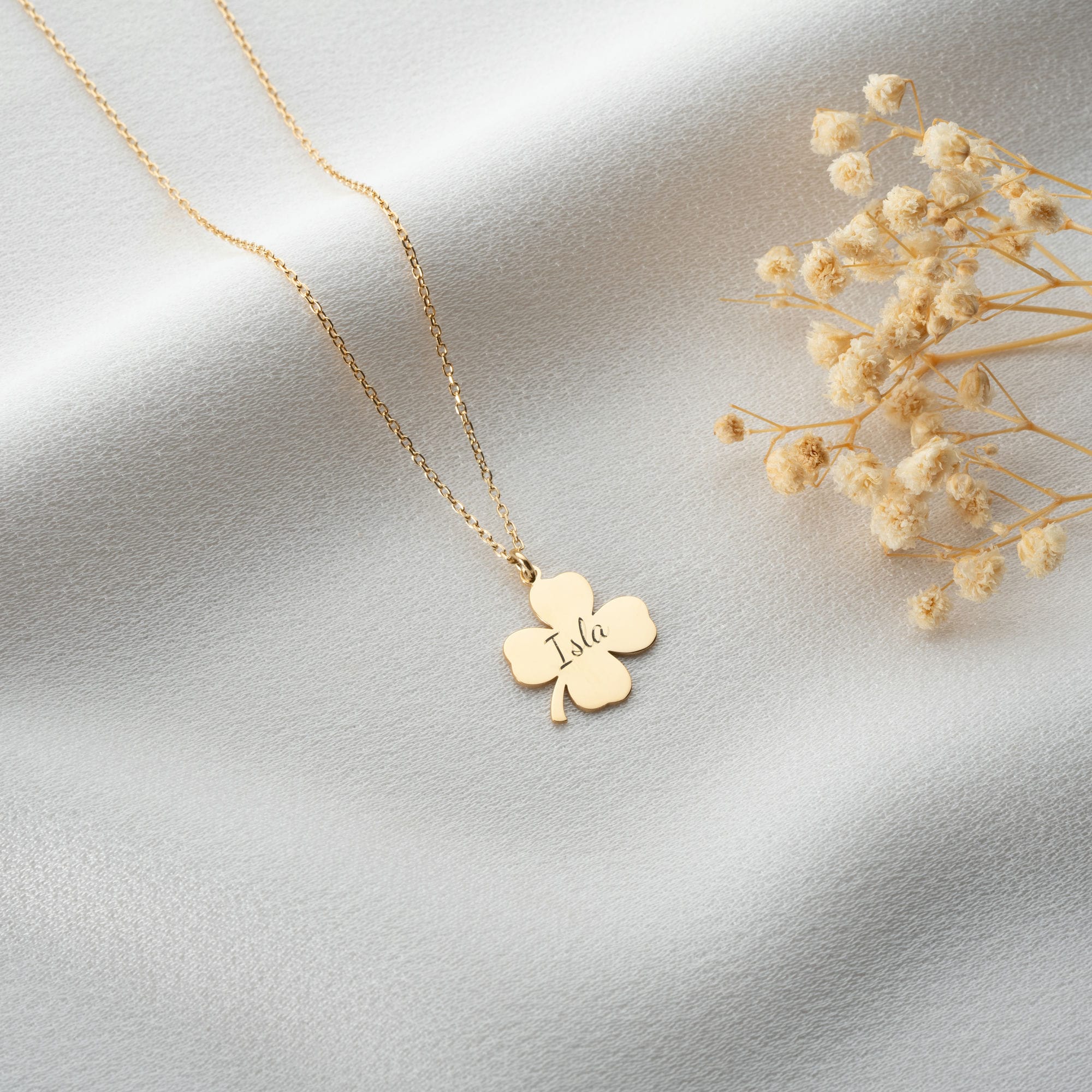 Personalised Four Leaf Clover Necklace