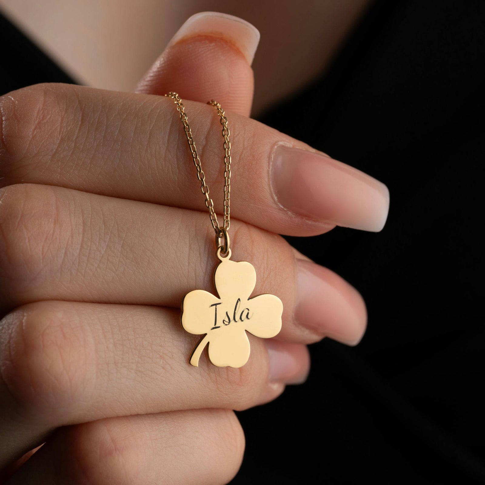 Personalised Four Leaf Clover Necklace