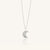 Hammered Moon Silver Necklace With Birthstone