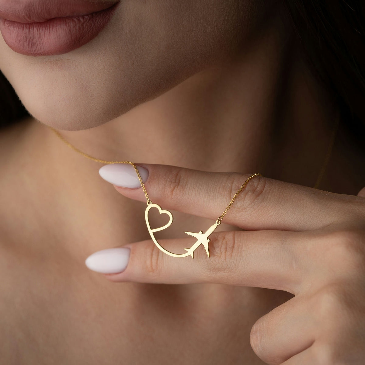 Wanderlust Heart & Airplane Necklace