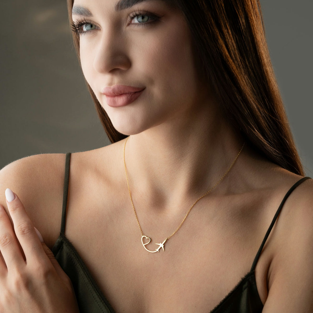 Wanderlust Heart & Airplane Necklace