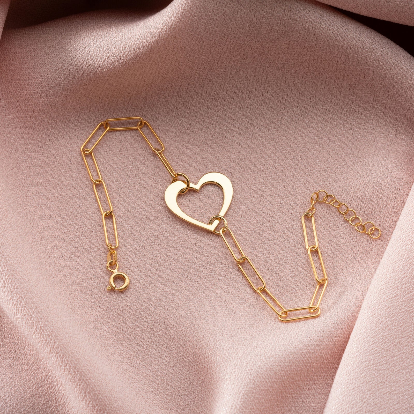 Paperclip Chain Heart Bracelet