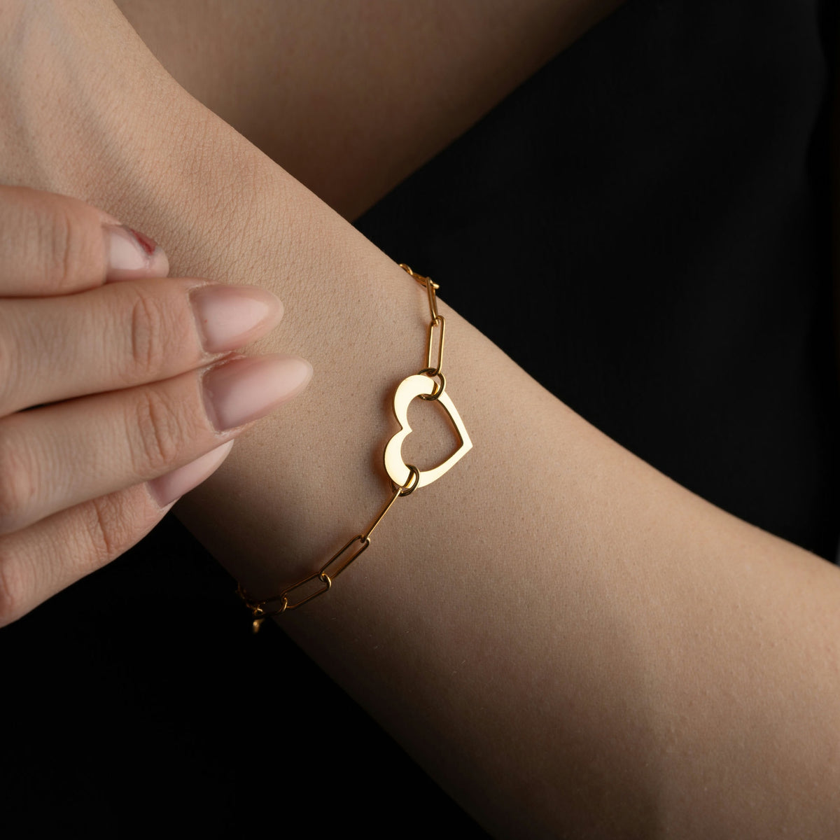 Paperclip Chain Heart Bracelet