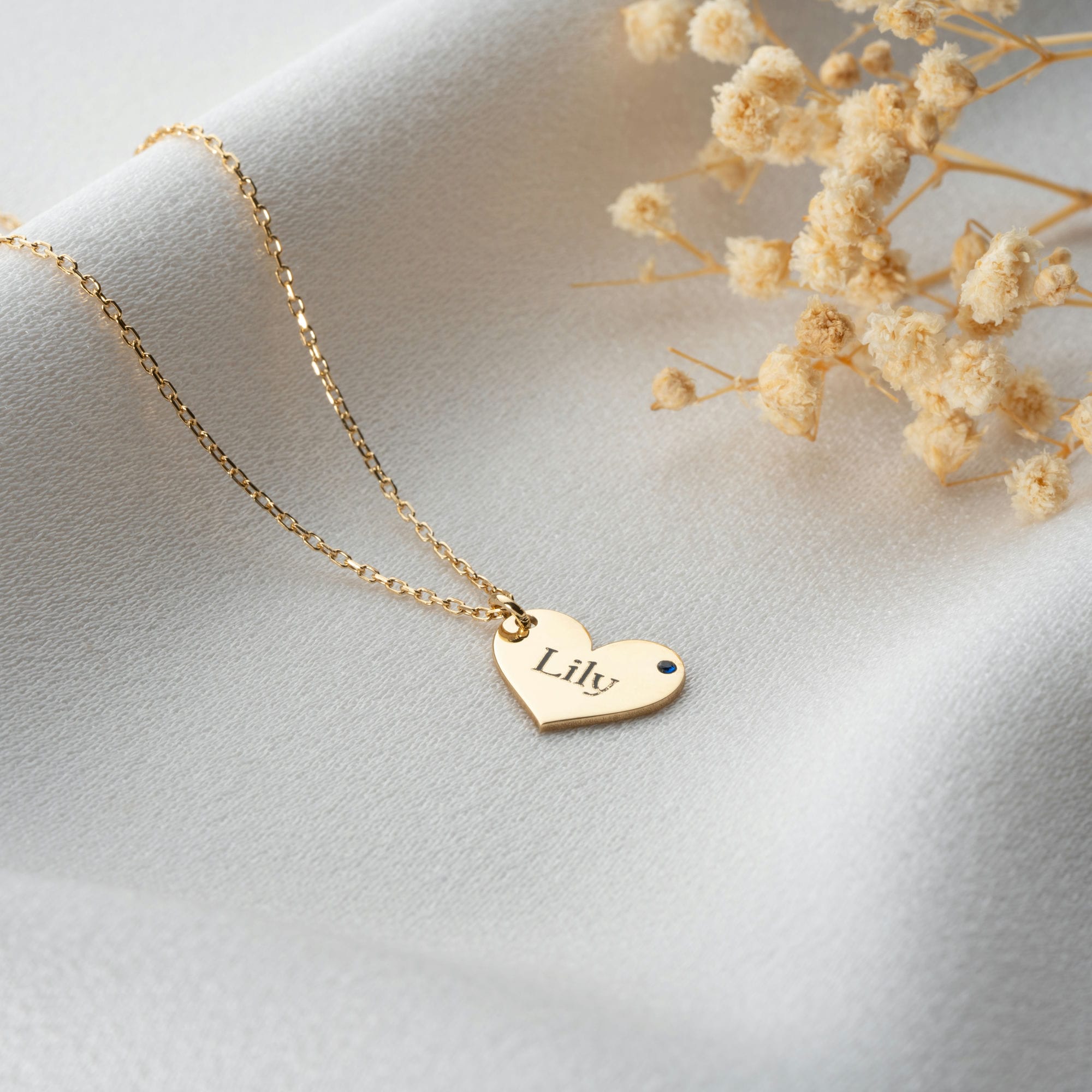 Heart Necklace With Birthstone And Name