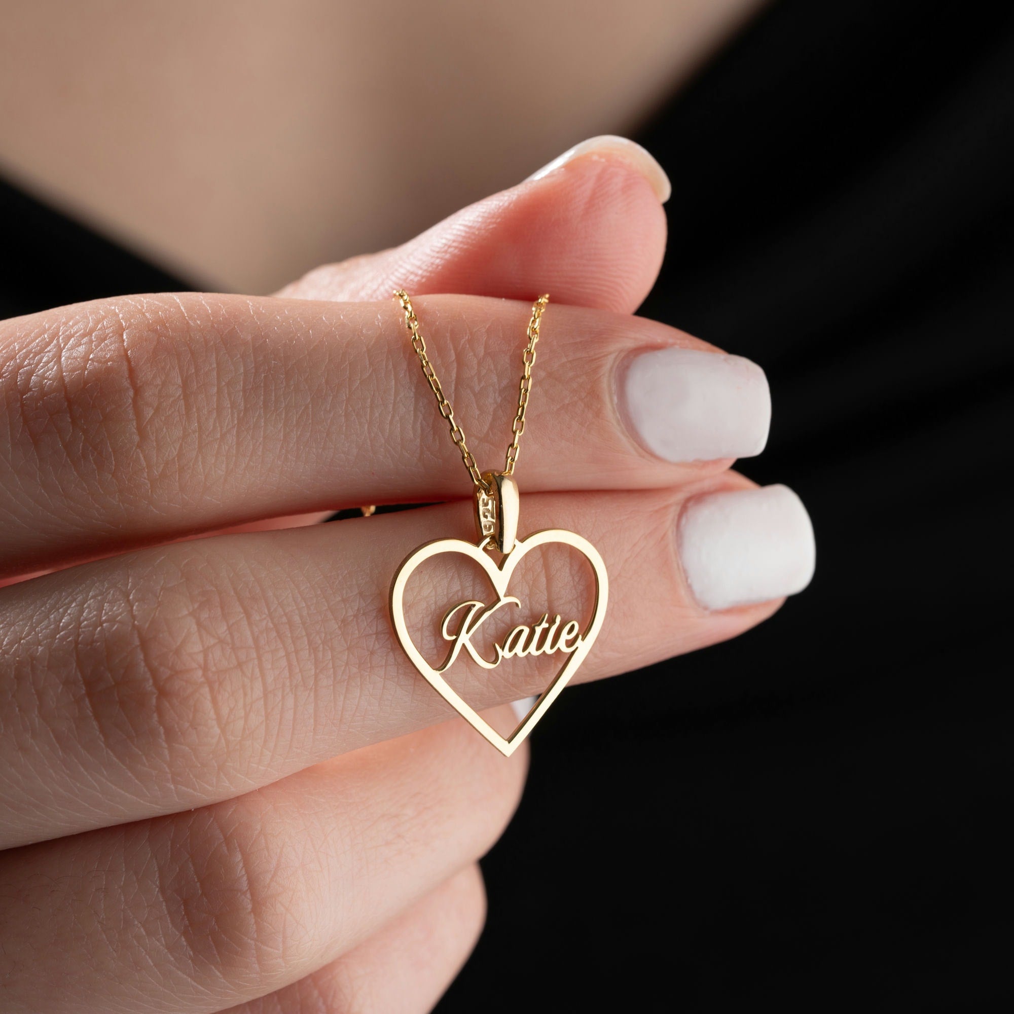 Sterling Silver Heart Necklace With Name