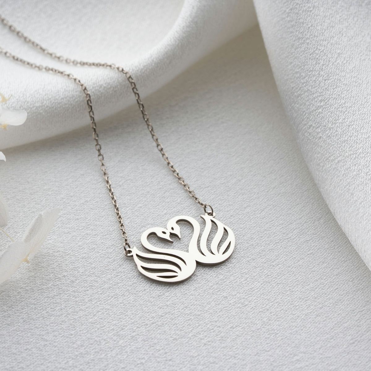 Sterrling Silver Swan Heart Necklace