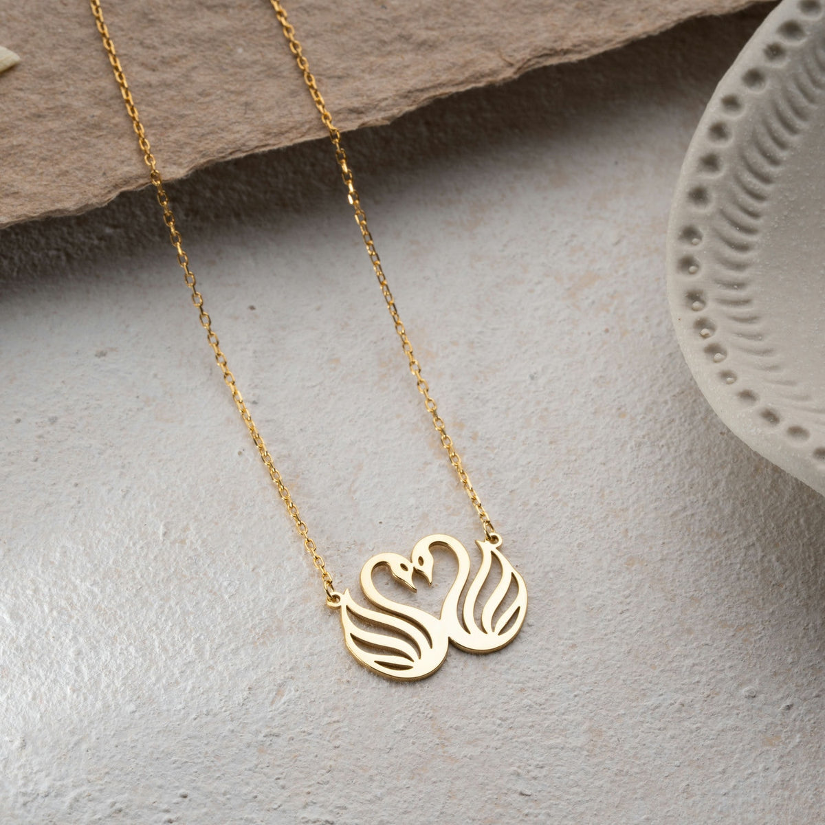 Sterrling Silver Swan Heart Necklace