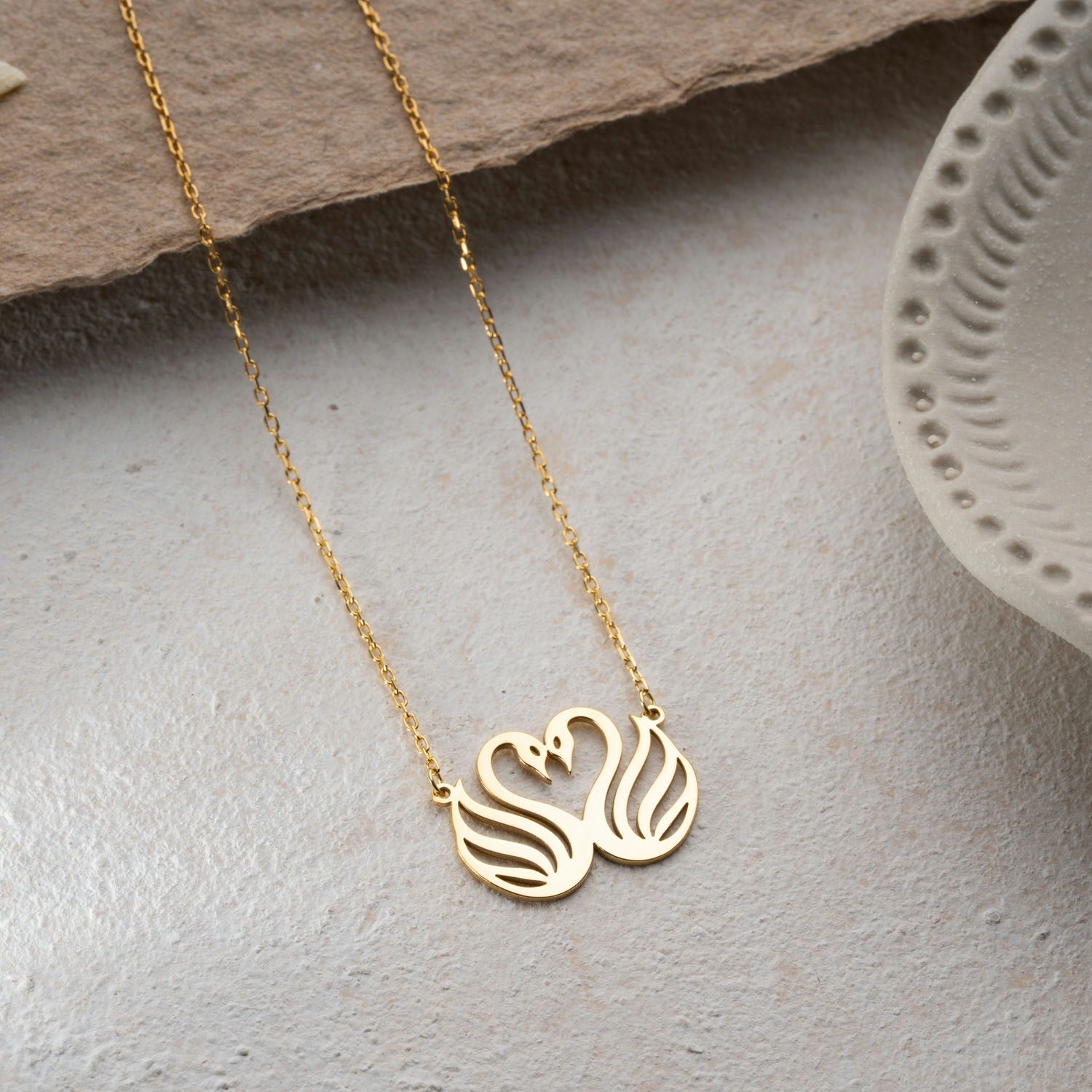 Sterrling Silver Swan Heart Necklace