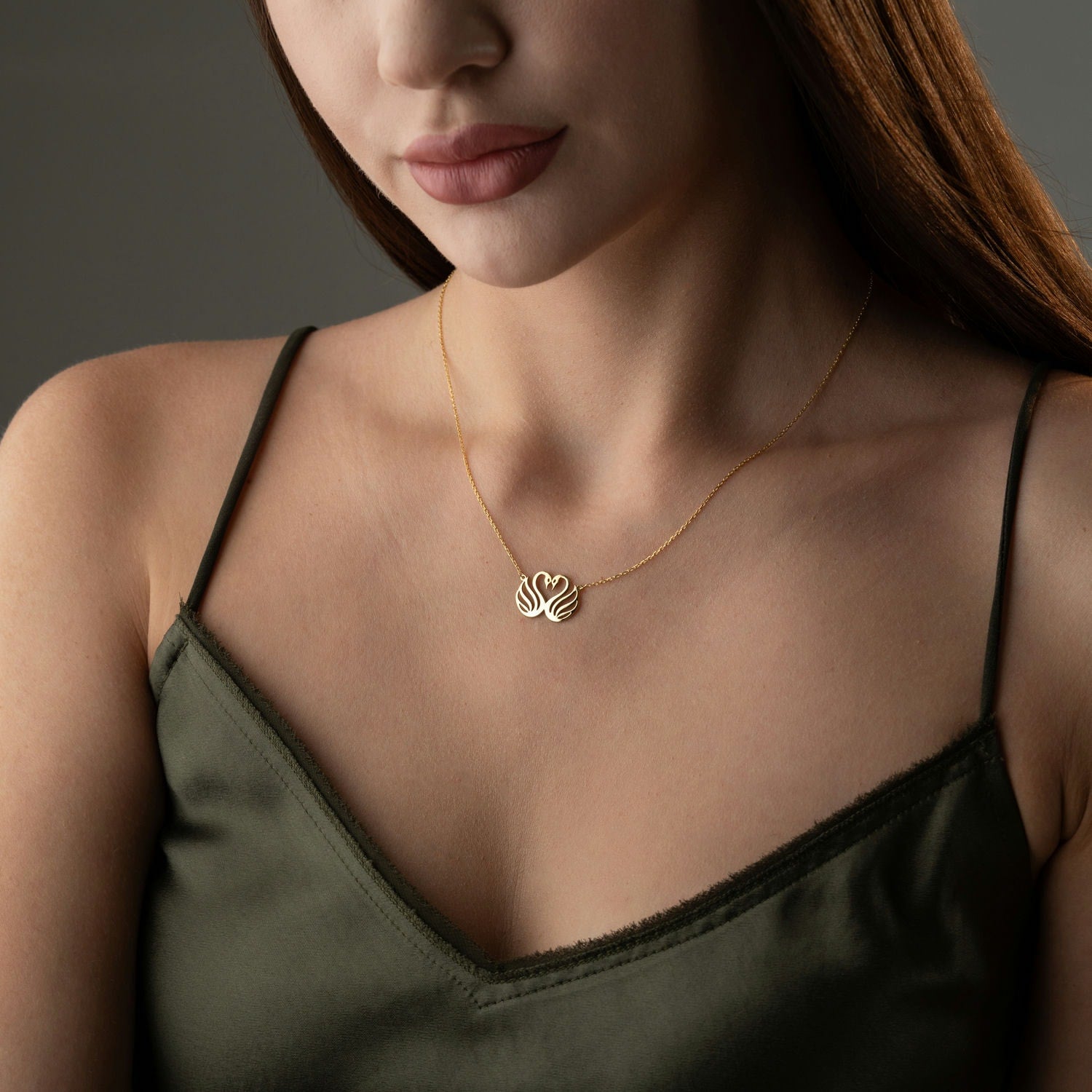 Sterrling Silver Swan Heart Necklace