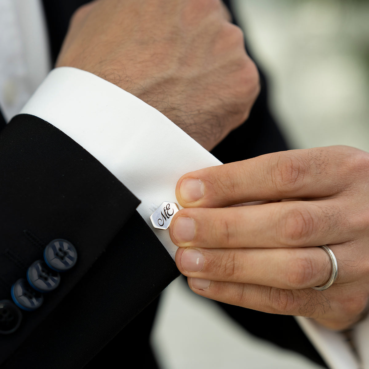 Hexagon Initial Cufflinks