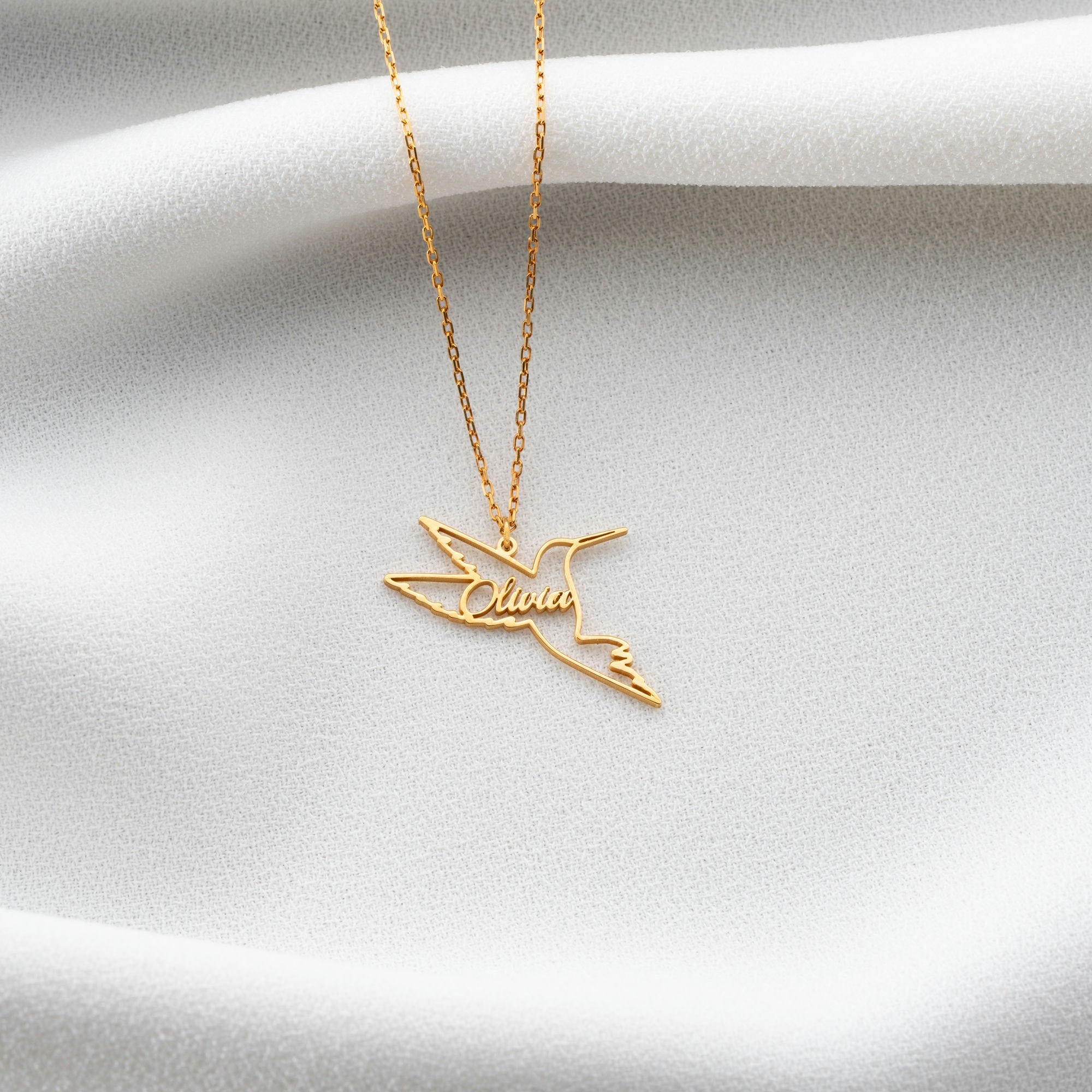 Hummingbird Necklace With Name