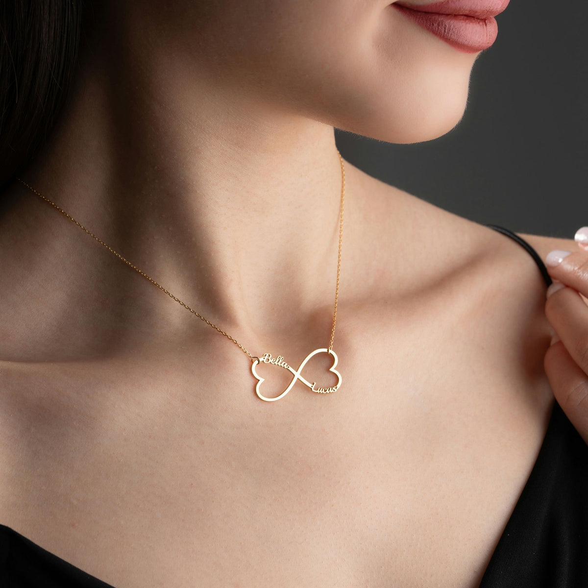 Infinity Heart Necklace With Names