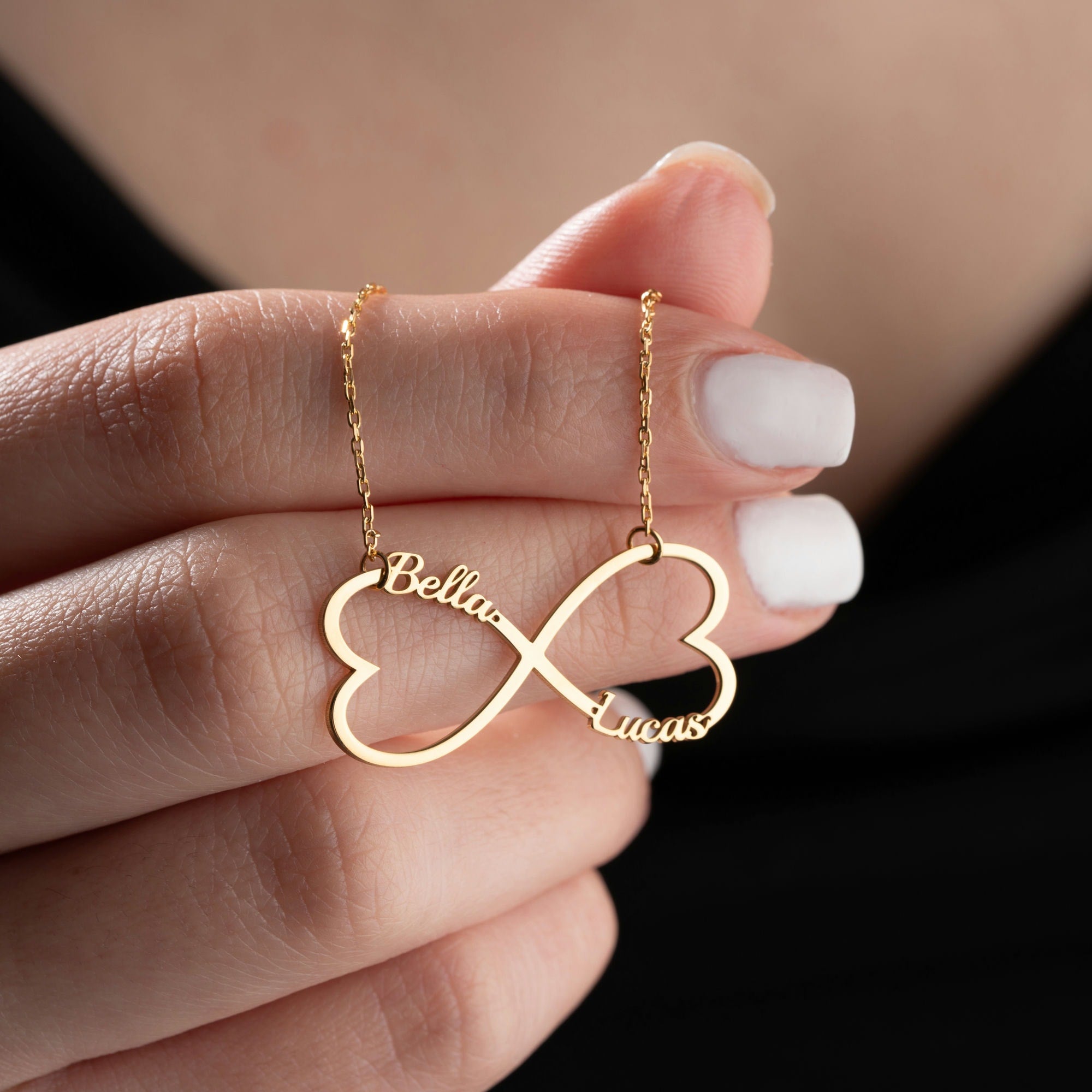 Infinity Heart Necklace With Names