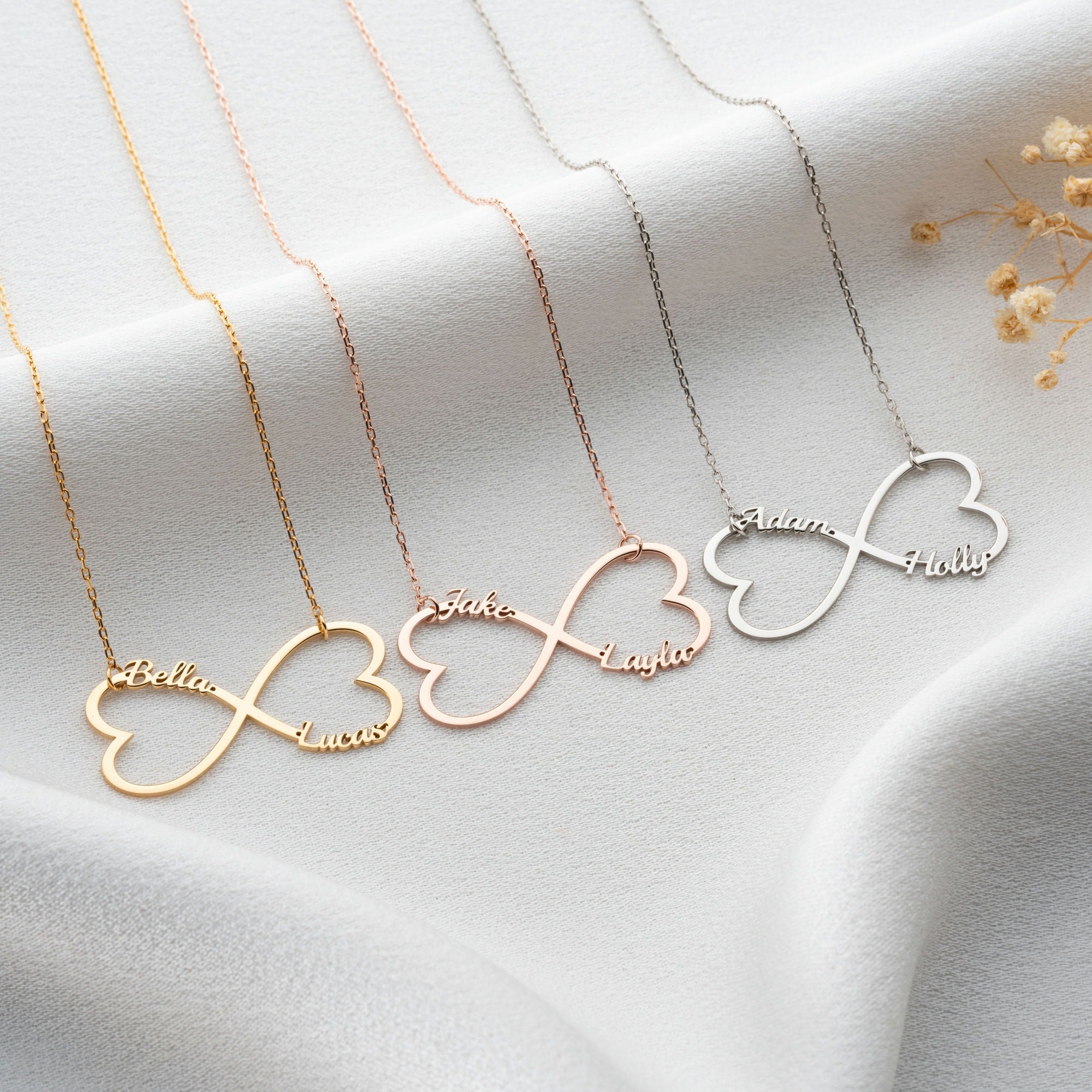 Infinity Heart Necklace With Names