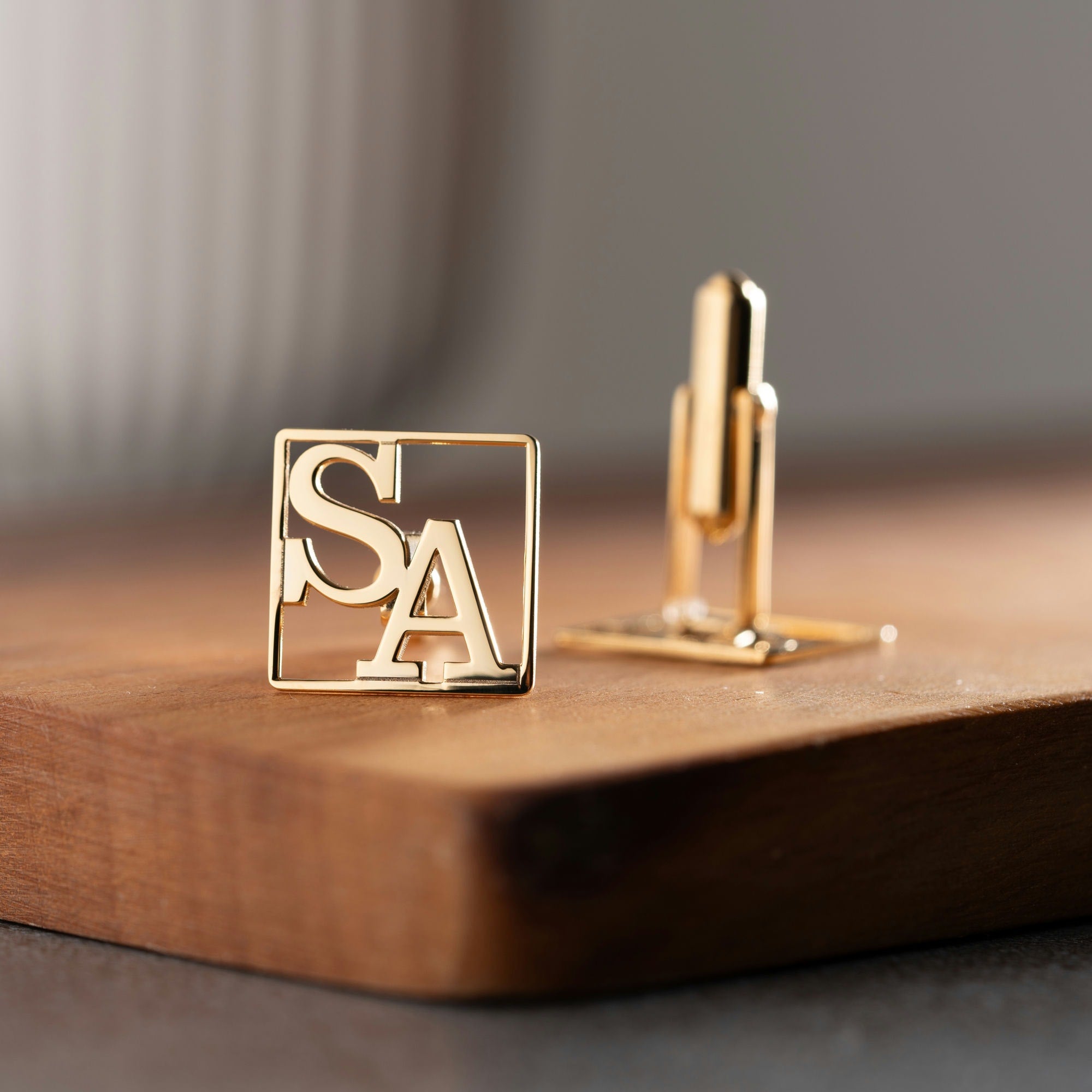 Sterling Silver Initial Cufflinks In Square