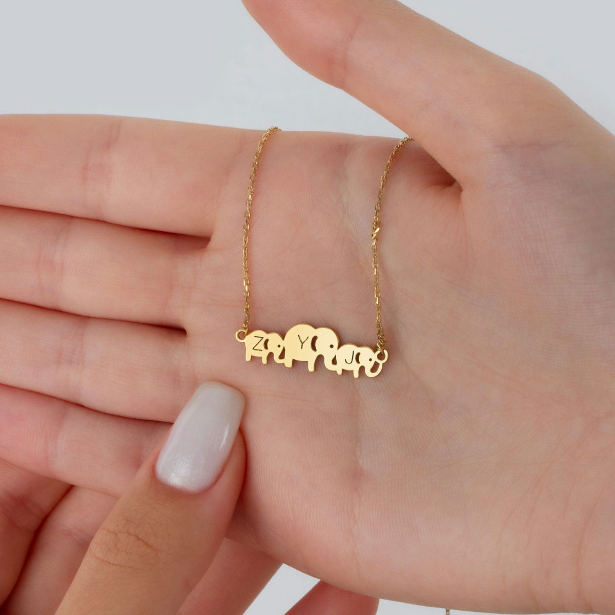 Elephant Necklace with Family initials