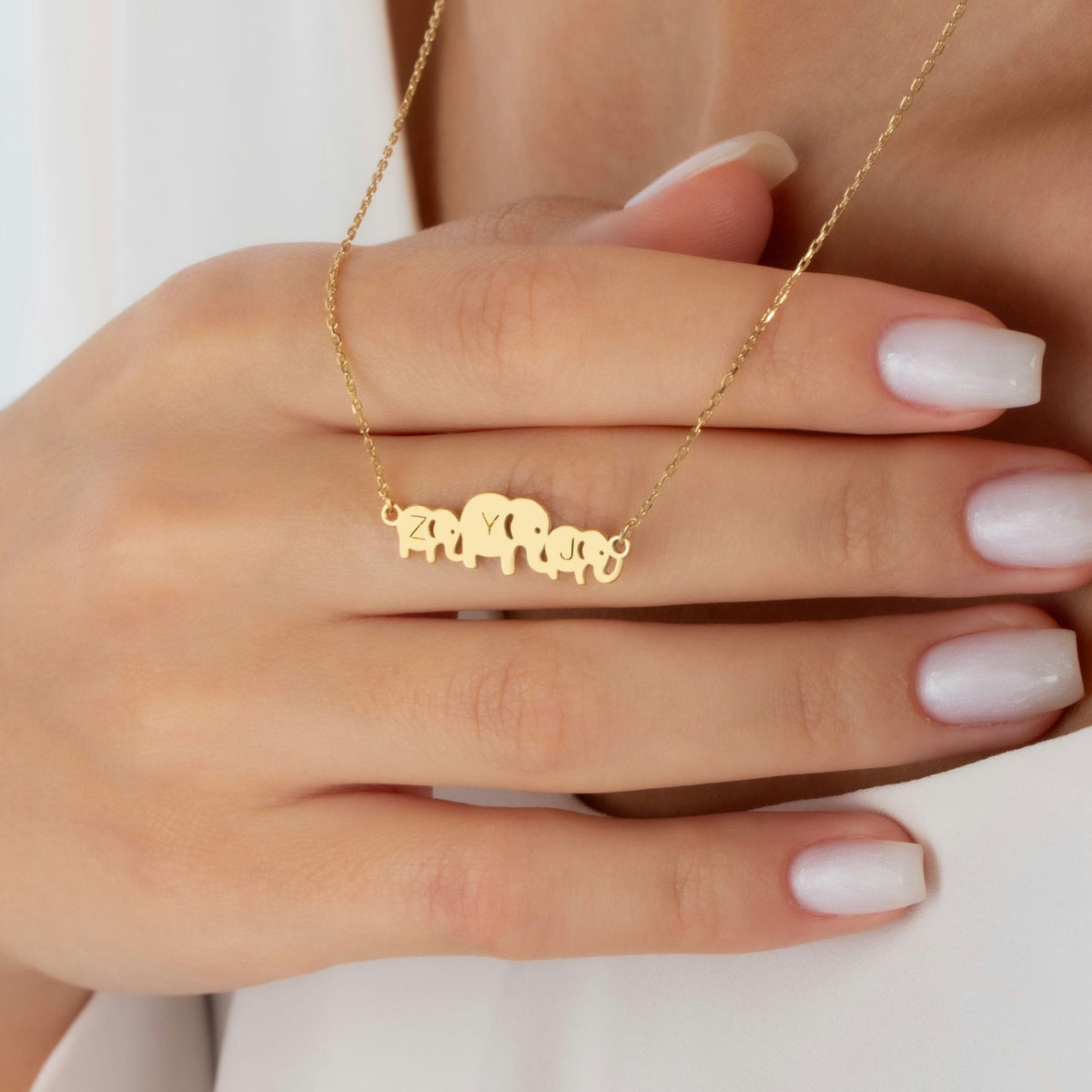 Elephant Necklace with Family initials