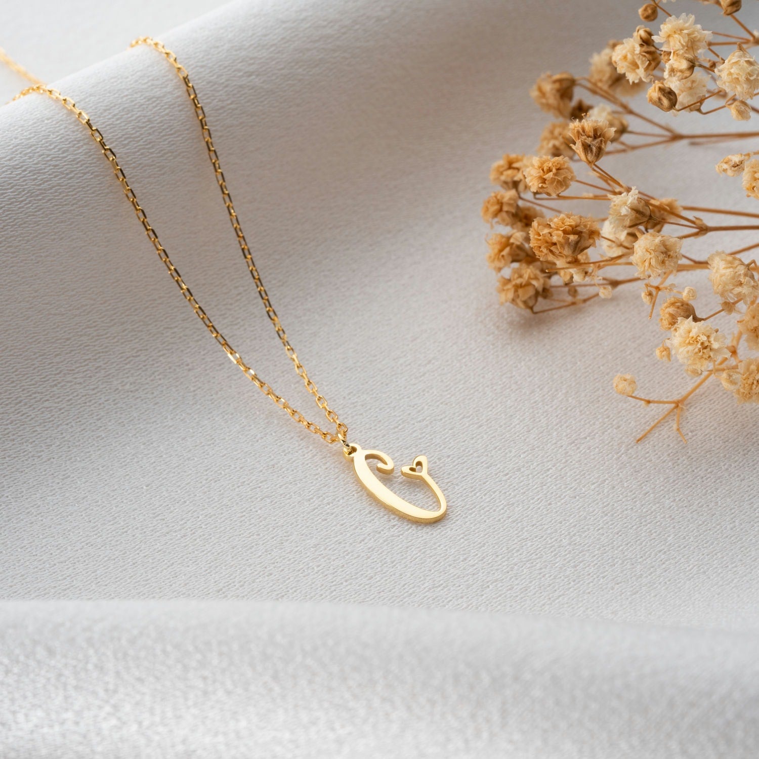 Custom Initial Necklace With Heart