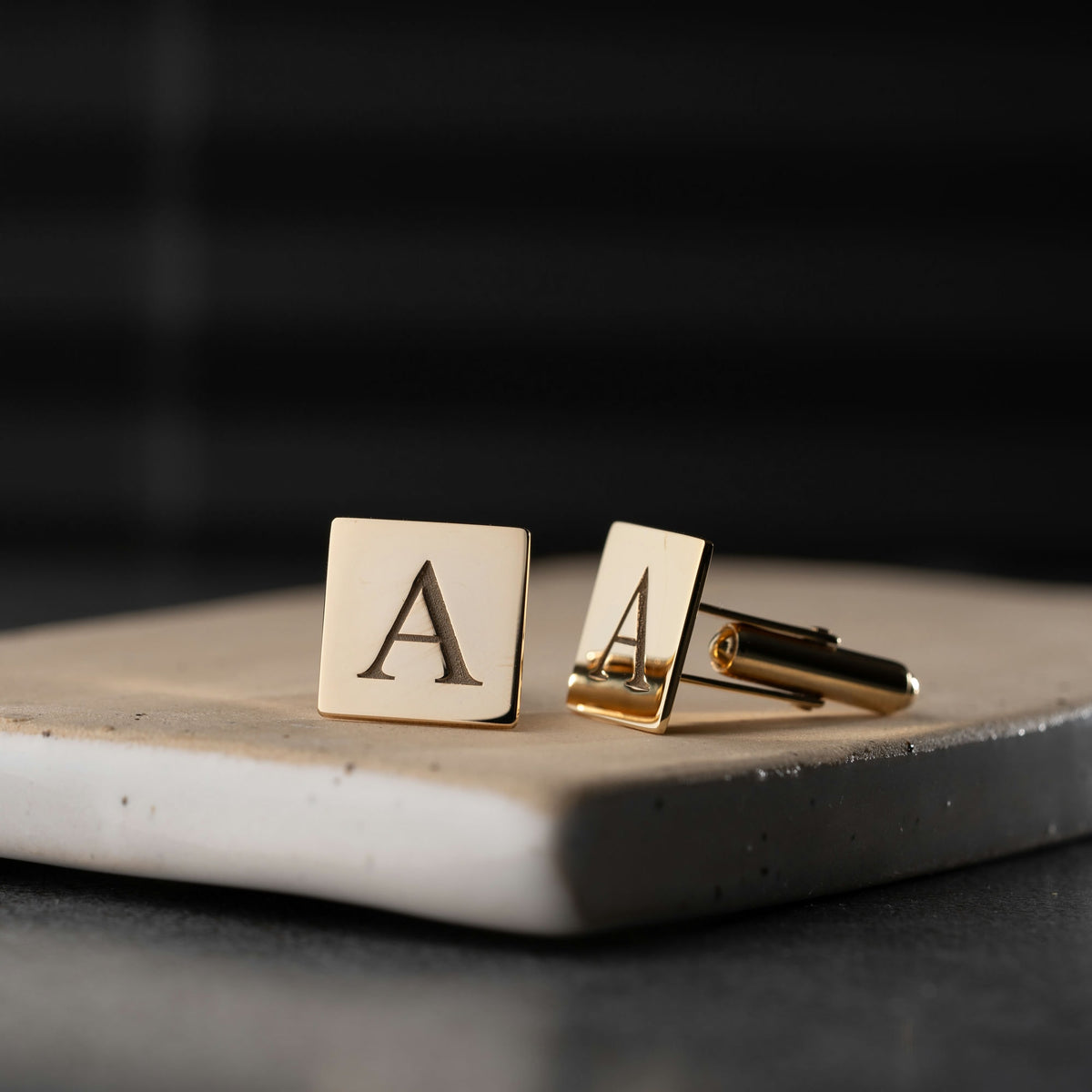 Sterling Silver Square Initial Cufflinks