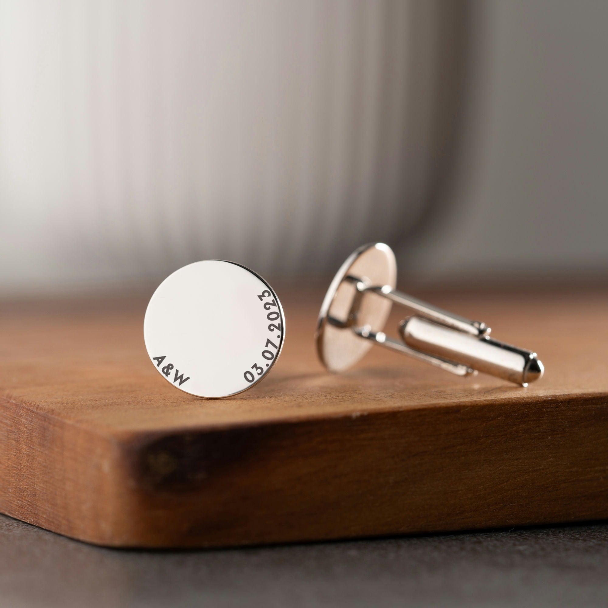 Sterling Silver Initials and Date Cufflinks