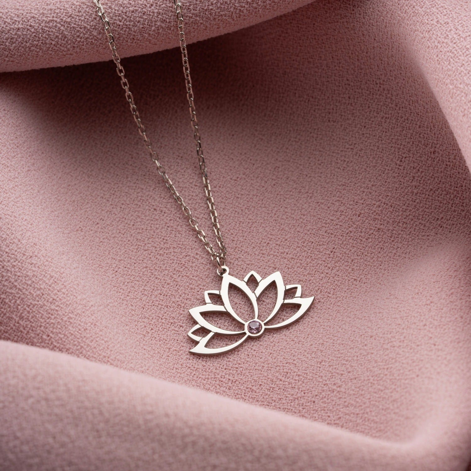 Lotus Necklace | Birthstone Birthday Gift
