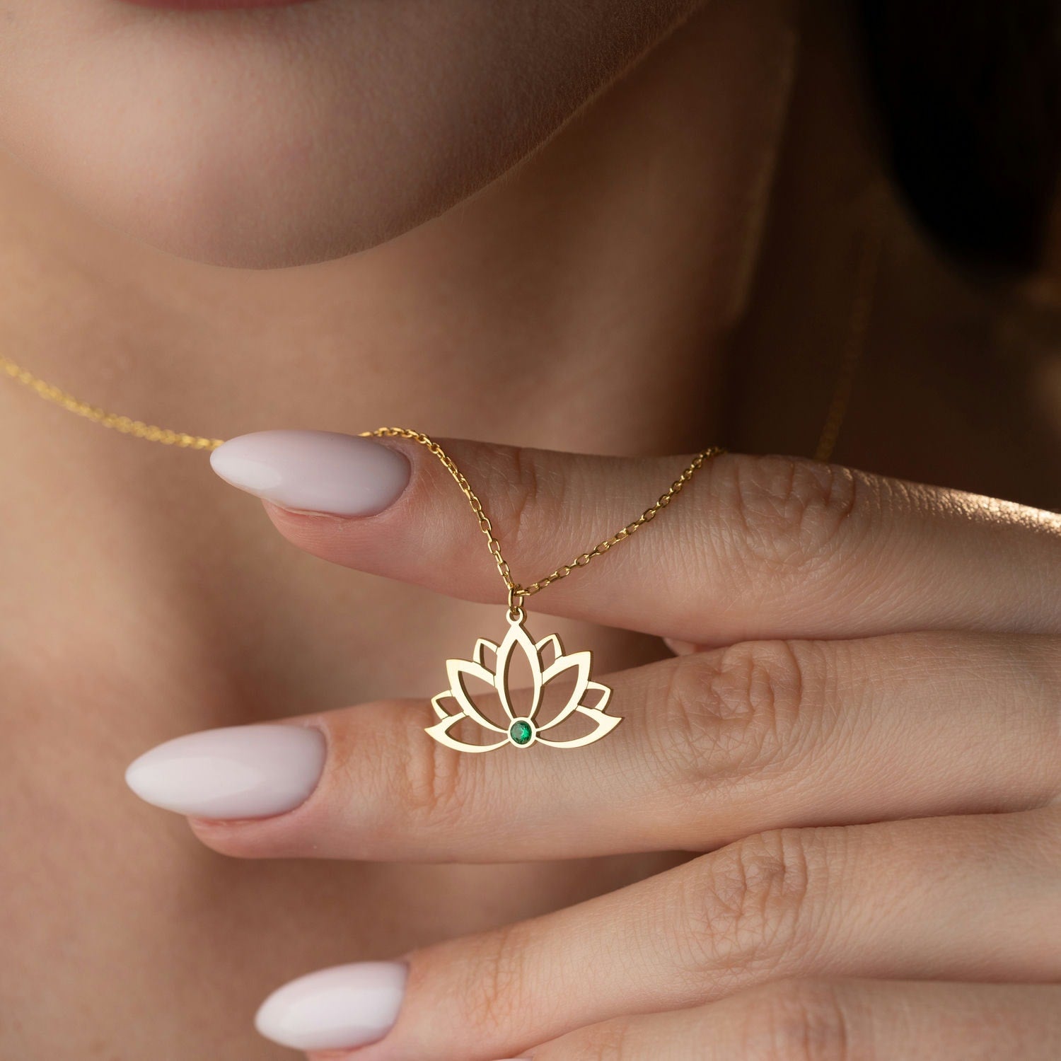 Lotus Necklace | Birthstone Birthday Gift