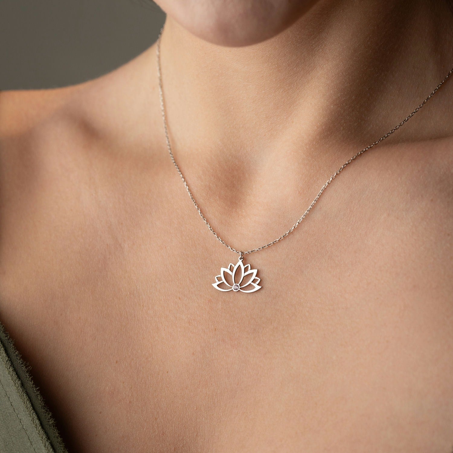 Lotus Necklace | Birthstone Birthday Gift