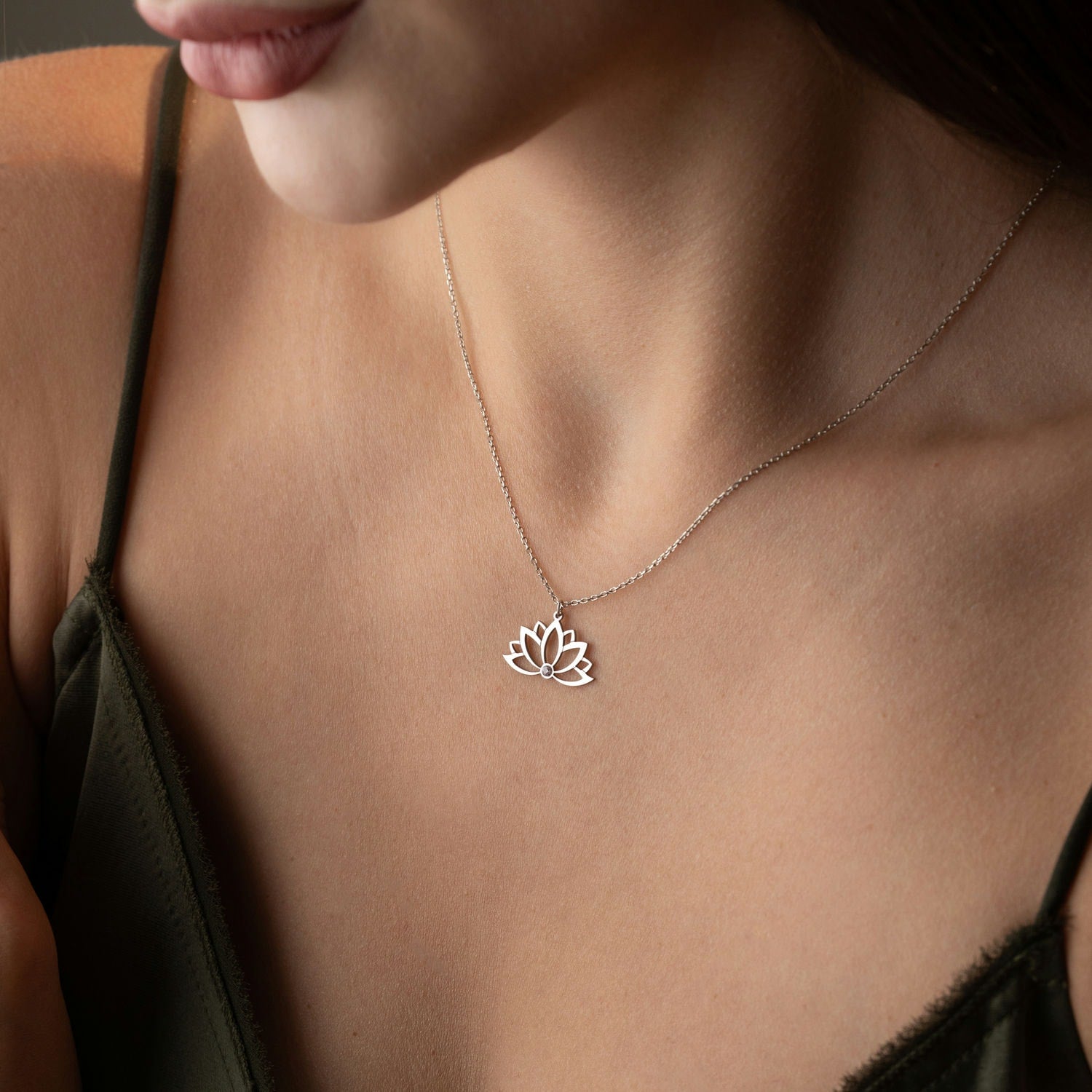 Lotus Necklace | Birthstone Birthday Gift
