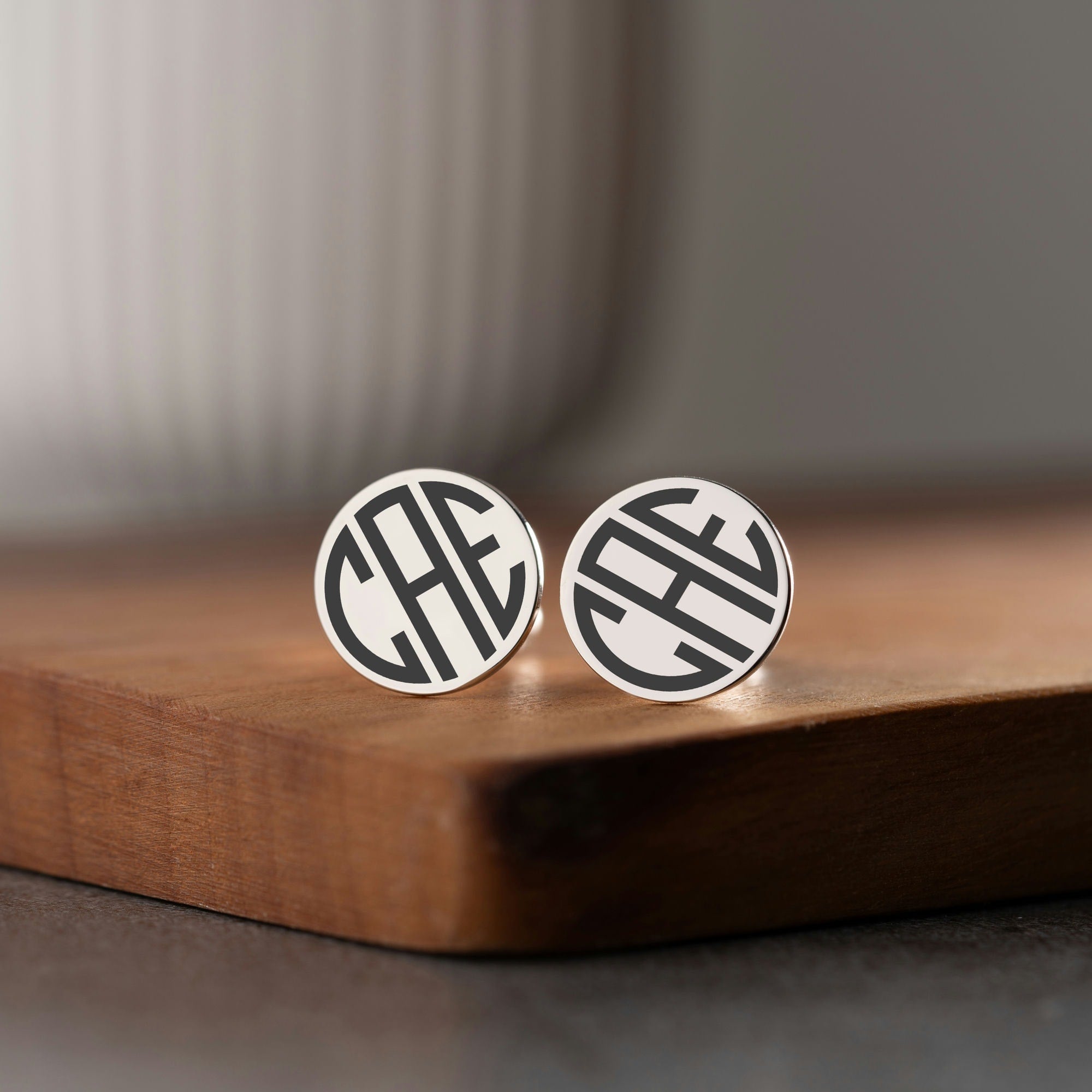 Sterling Silver Monogram Initial Cufflinks