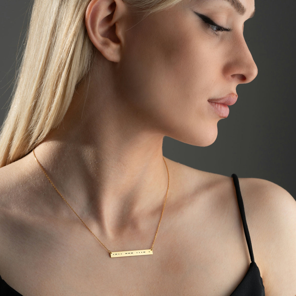 Bar necklace with morse codes