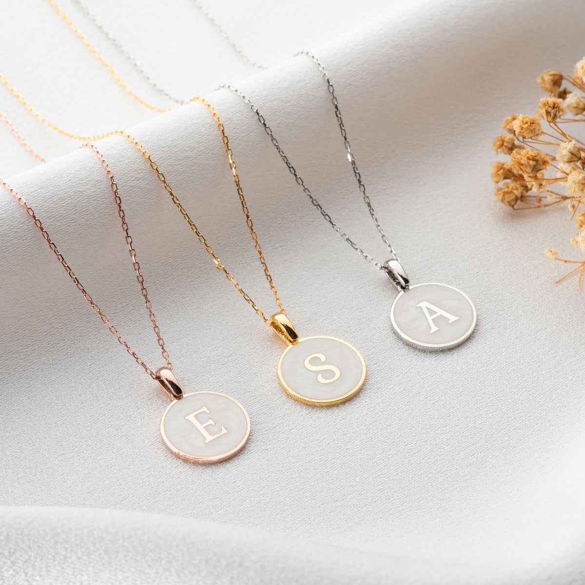 Mother Of Pearl Initial Necklace