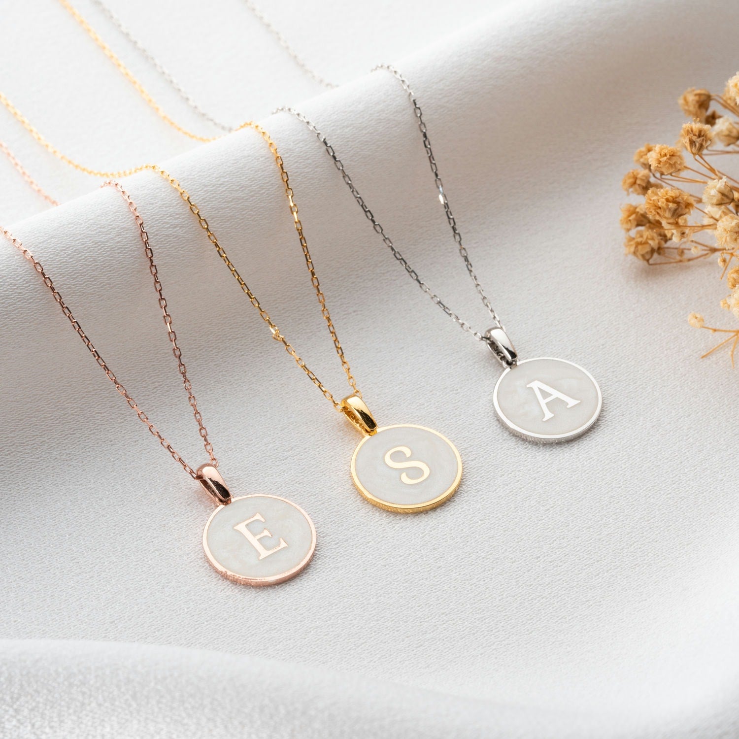 Mother Of Pearl Initial Necklace