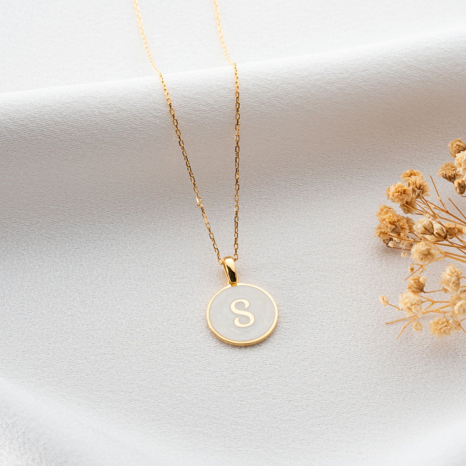 Mother Of Pearl Initial Necklace