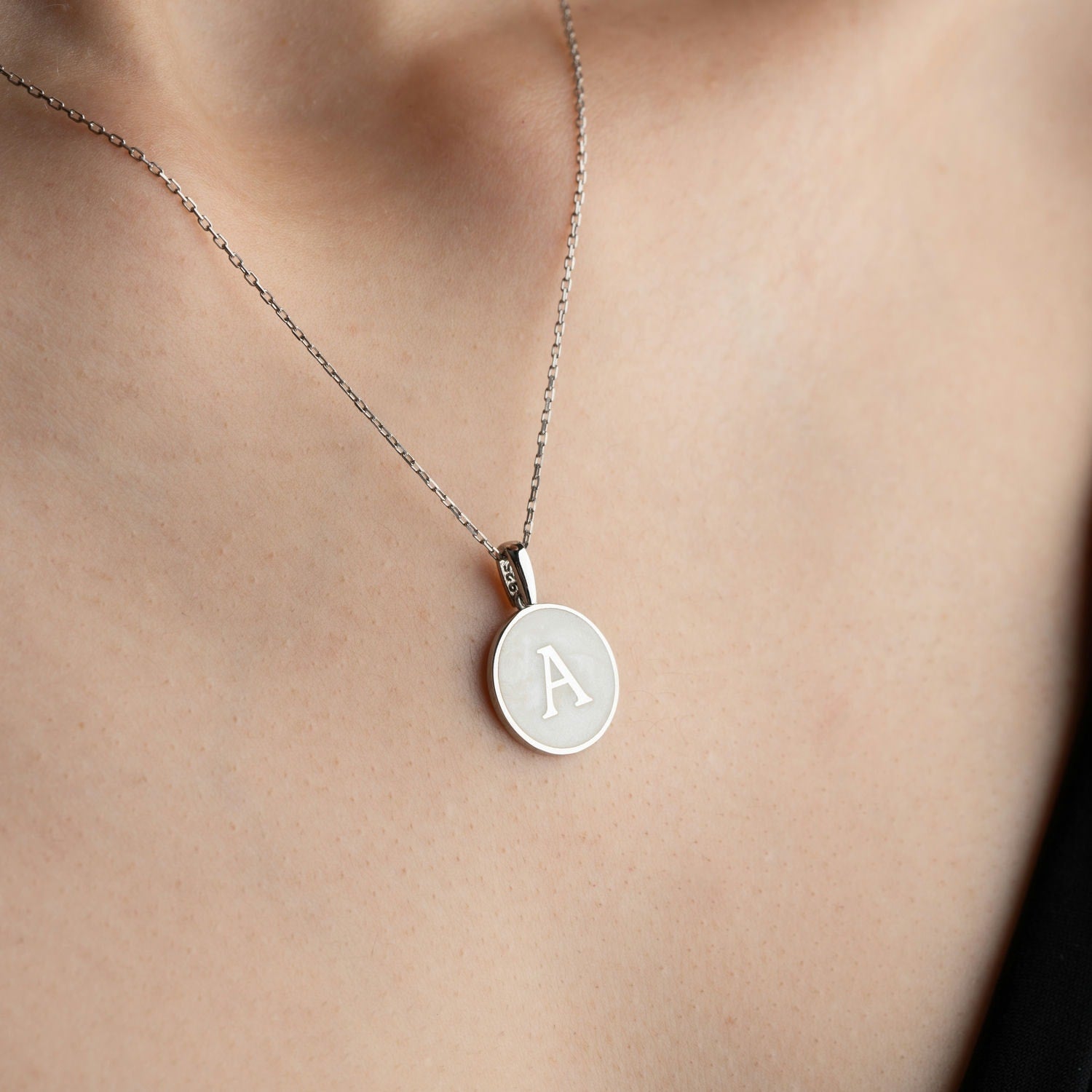 Mother Of Pearl Initial Necklace