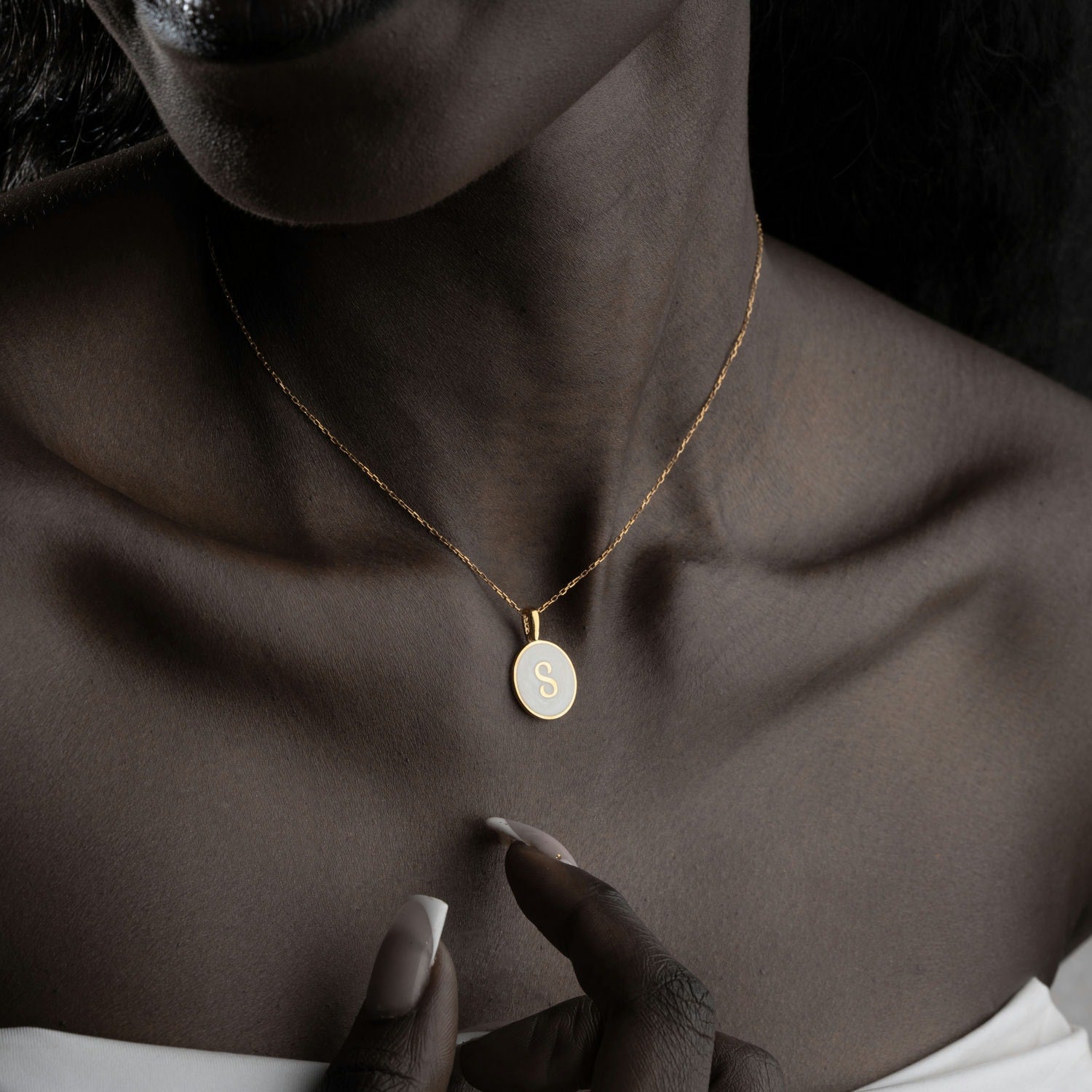 Mother Of Pearl Initial Necklace