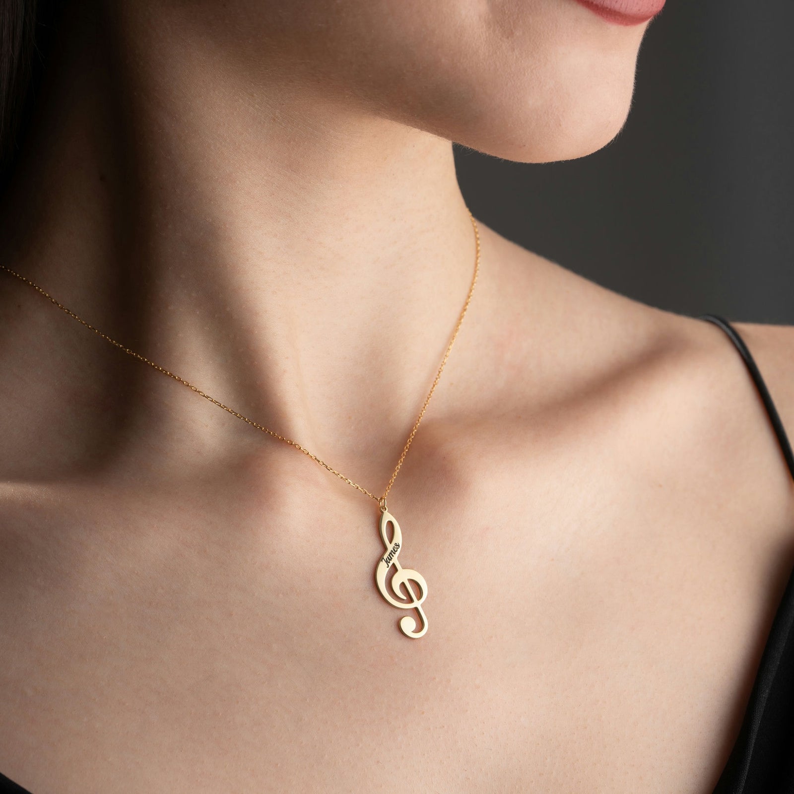 Music Note Necklace With Name