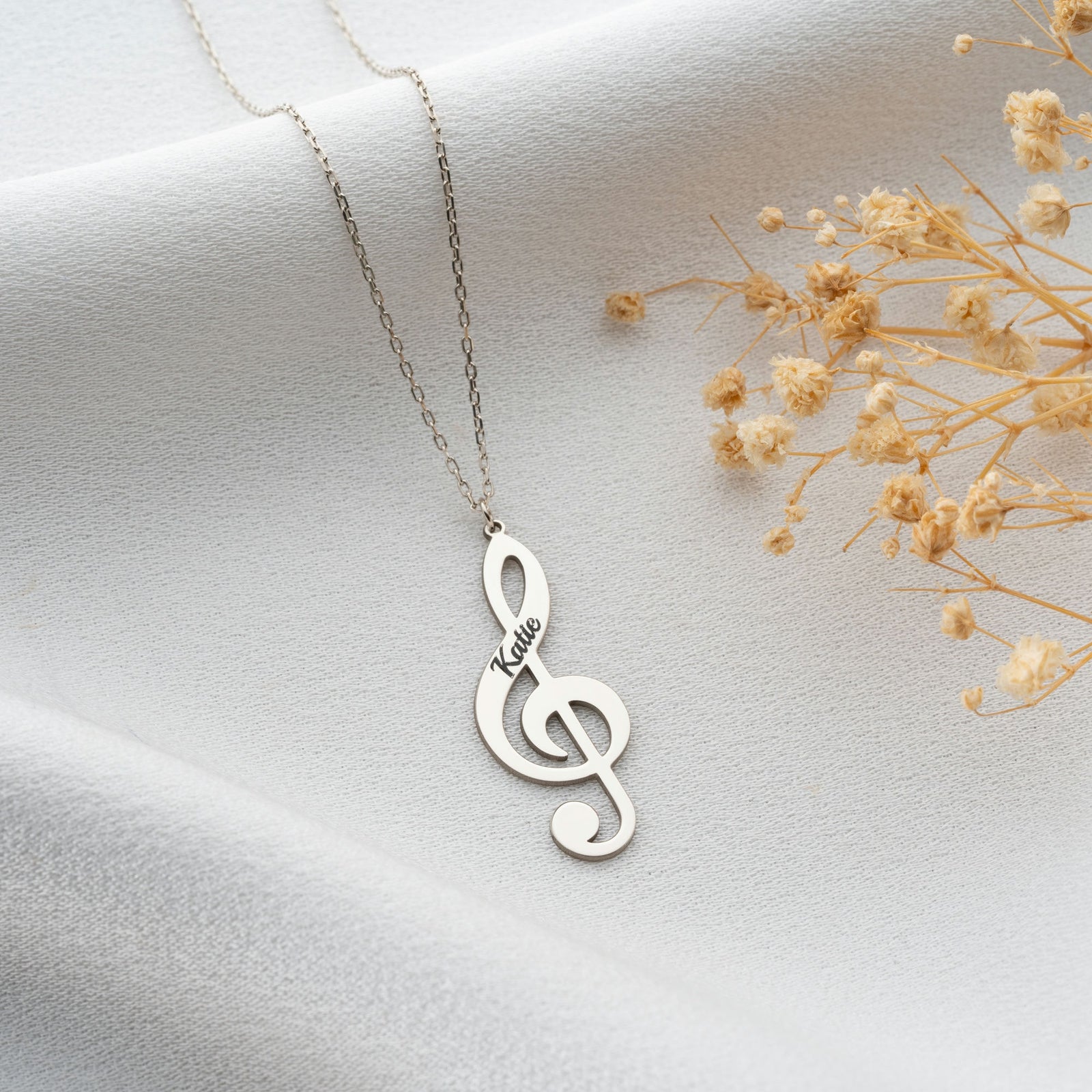 Music Note Necklace With Name