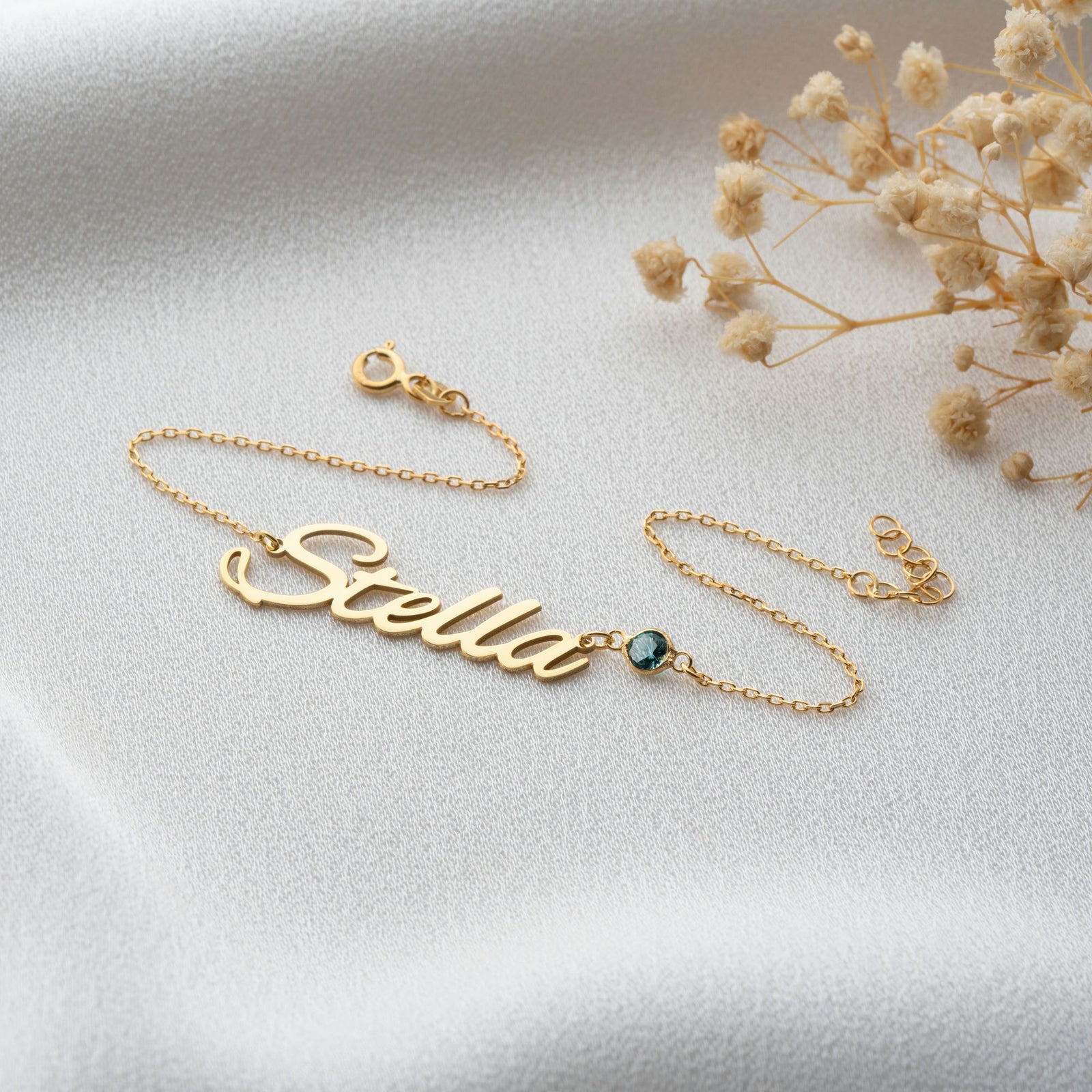 Name Bracelet With Birthstone