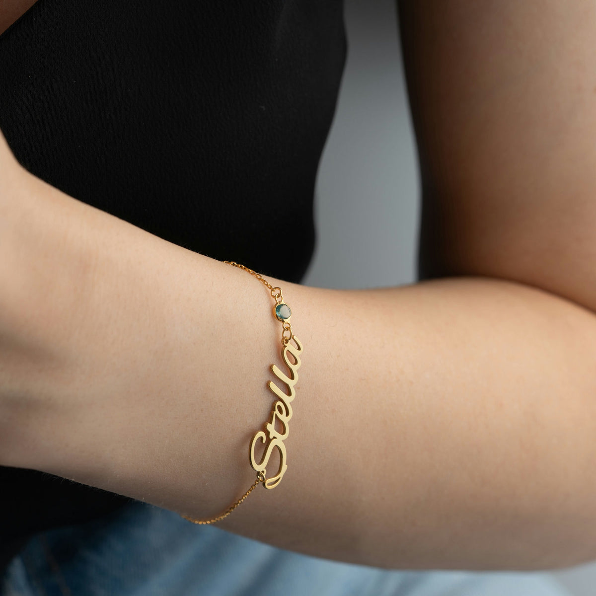 Name Bracelet With Birthstone