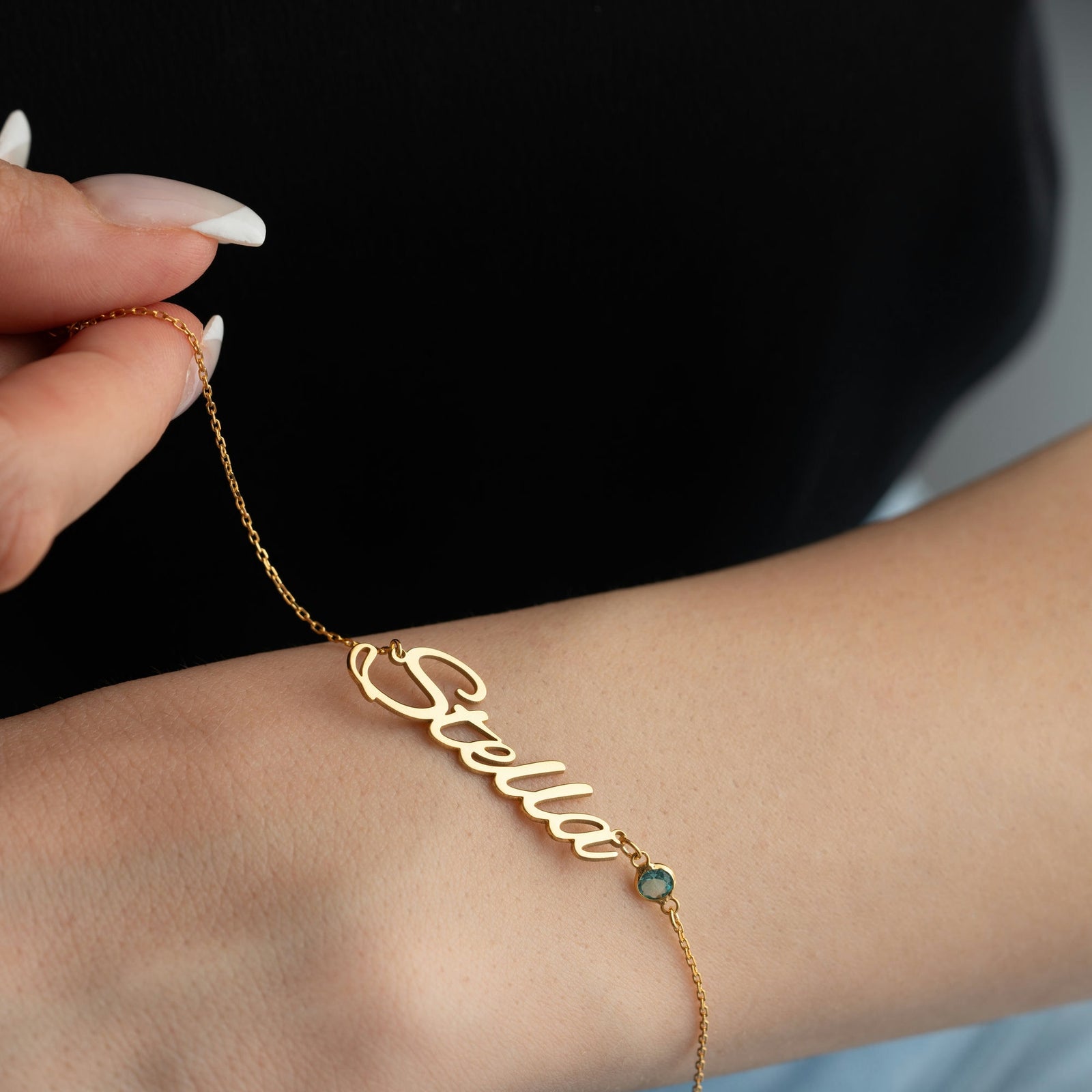 Name Bracelet With Birthstone